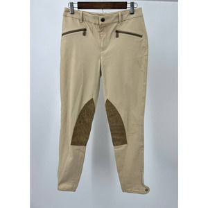 Ralph Lauren Jodhpurs Equestrian Riding Breeches Tan Leather Patches Women's 6